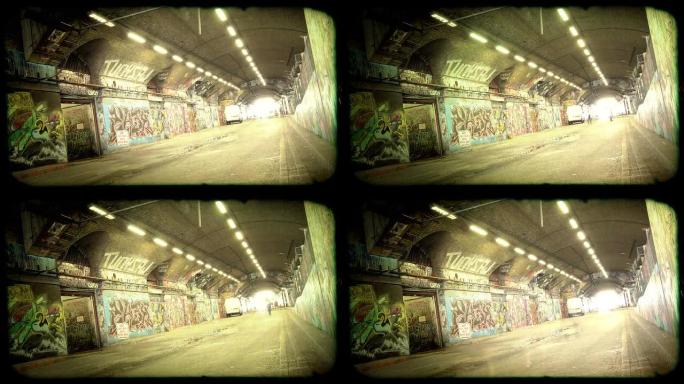 垃圾涂鸦隧道延时循环播放。高清