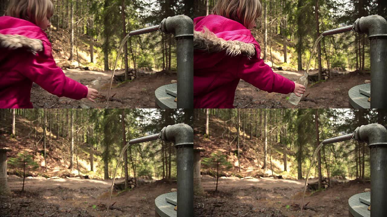HD：在森林里用矿泉水装满瓶子