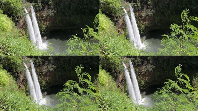 夏威夷怀鲁阿河州立公园的考艾岛怀鲁阿瀑布