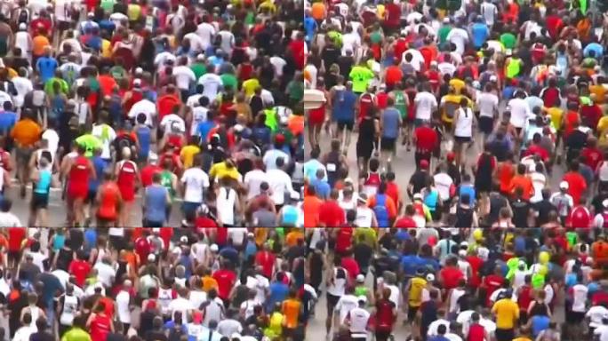 城市马拉松选手跑步人群跑步比赛群众体育