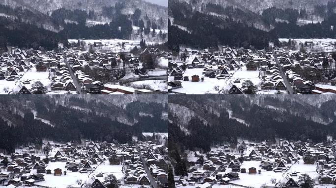Shirakawago村和飘落的雪
