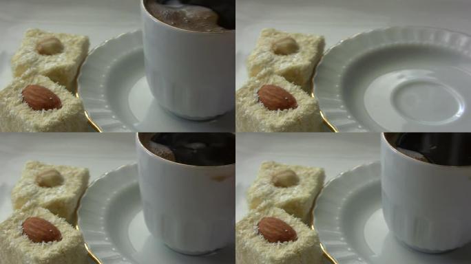 土耳其软糖和咖啡咖啡食品下午茶