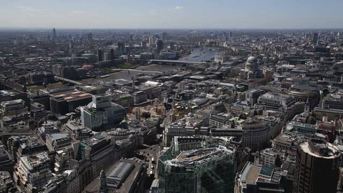 伦敦市中心的高架全景，延时