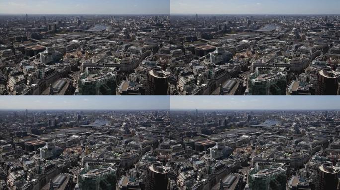 伦敦市中心的高架全景，延时