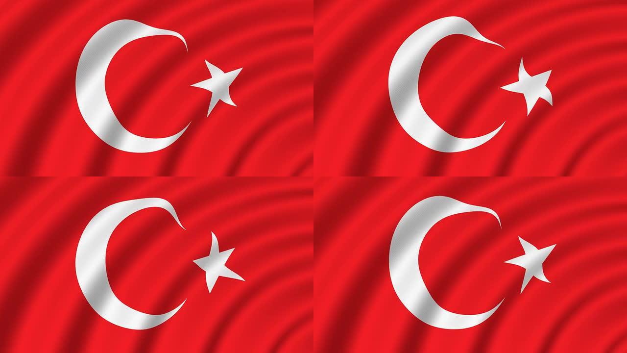 土耳其国旗旗帜旗子飘动飘扬背景视频素材
