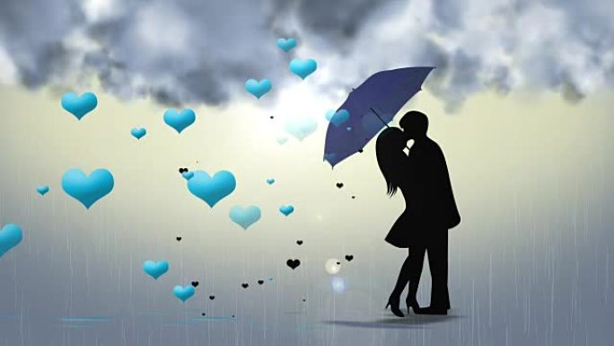 情侣在雨中接吻打雷mg卡通情侣在雨中接吻