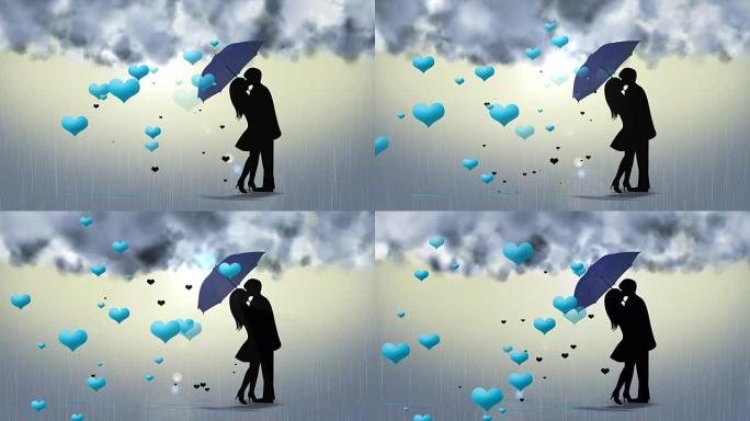 情侣在雨中接吻打雷mg卡通情侣在雨中接吻