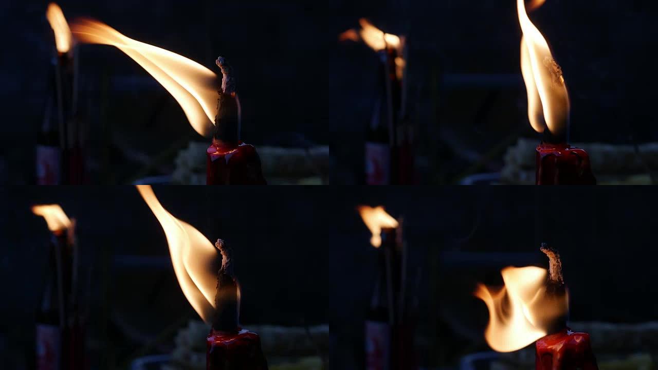 高清延时: 燃烧蜡烛棒