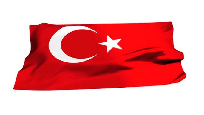 土耳其地图上的旗帜-高清