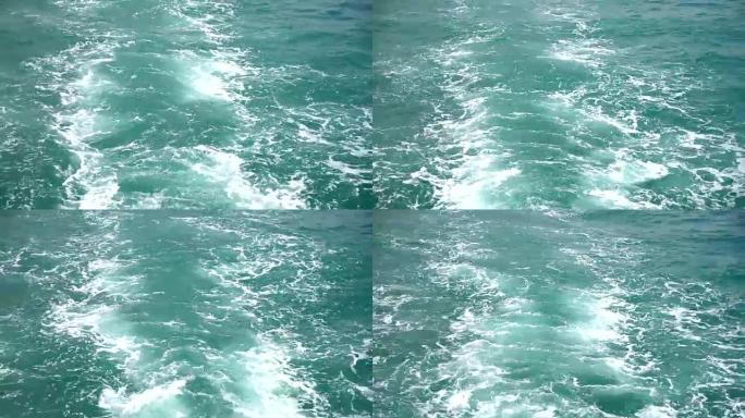 海洋与快速游艇船尾流泡沫