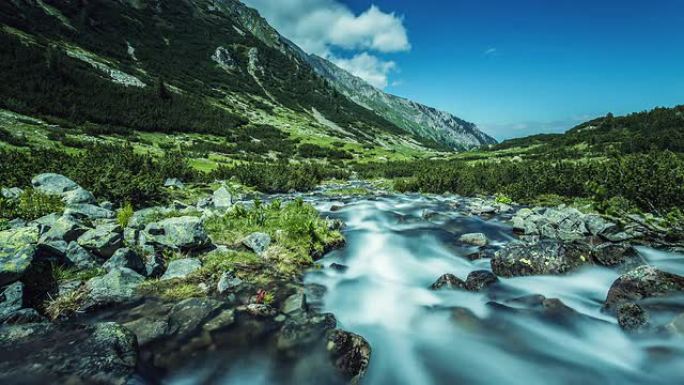 山里的河流。4k延时视频