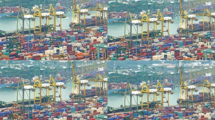 新加坡城市的延时运输港口货物