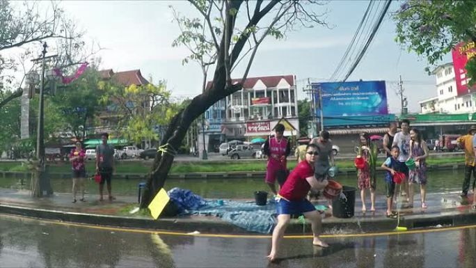泼水节或泰国新年，泰国清迈。