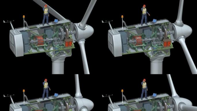 风力涡轮机动画风力发电定机内部结构透视m