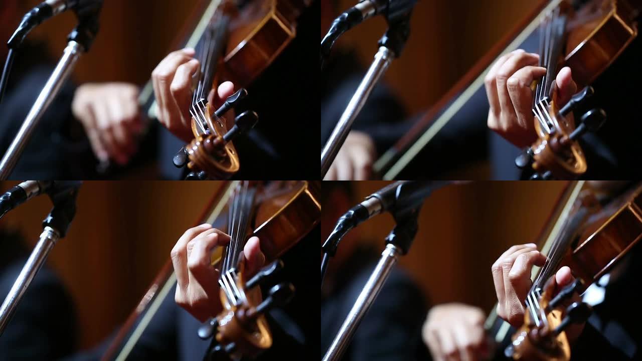 小提琴大提琴演奏者特写：高清视频点播