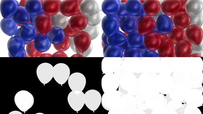 红色、白色和蓝色的气球填满了屏幕