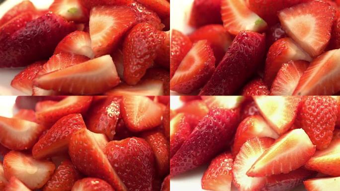 4k旋转草莓的三个视频
