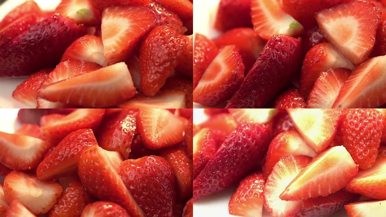 4k旋转草莓的三个视频