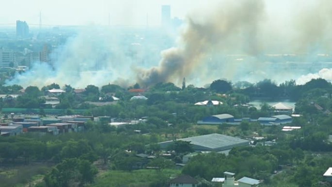城市中的火灾烟雾城市工业环境污染工业污染
