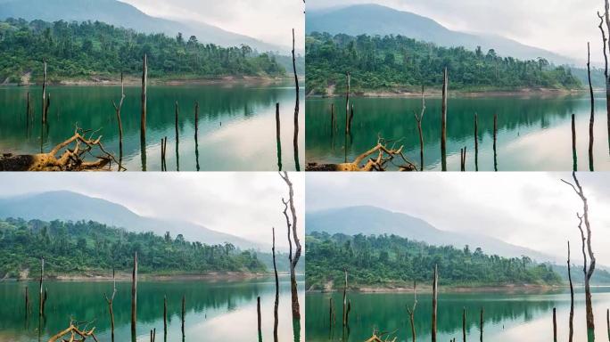 延时拍摄，泰国Chantaburi湖中的美丽场景