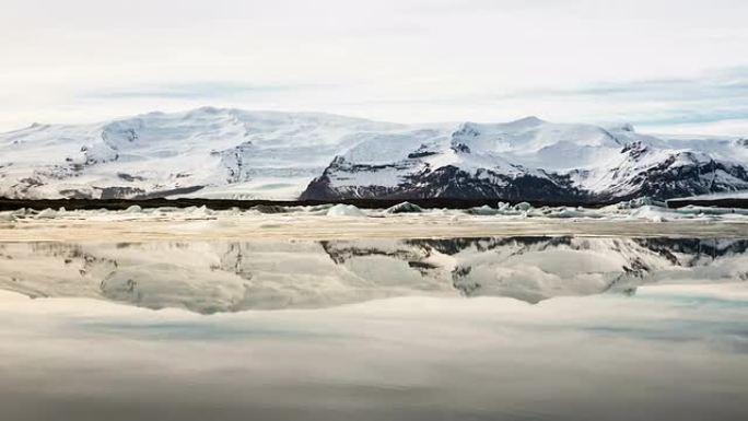 高清延时: Vatnajokull冰川Jokulsarlon泻湖冰岛