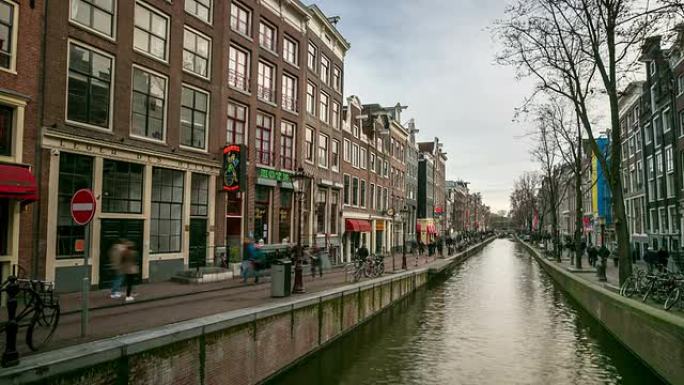 高清延时:荷兰阿姆斯特丹运河红灯区
