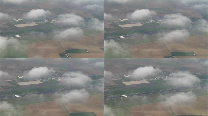 在梅斯-南锡-洛林机场上空通过-鸟瞰图-洛林，摩泽尔省，梅斯-康帕涅区，法国