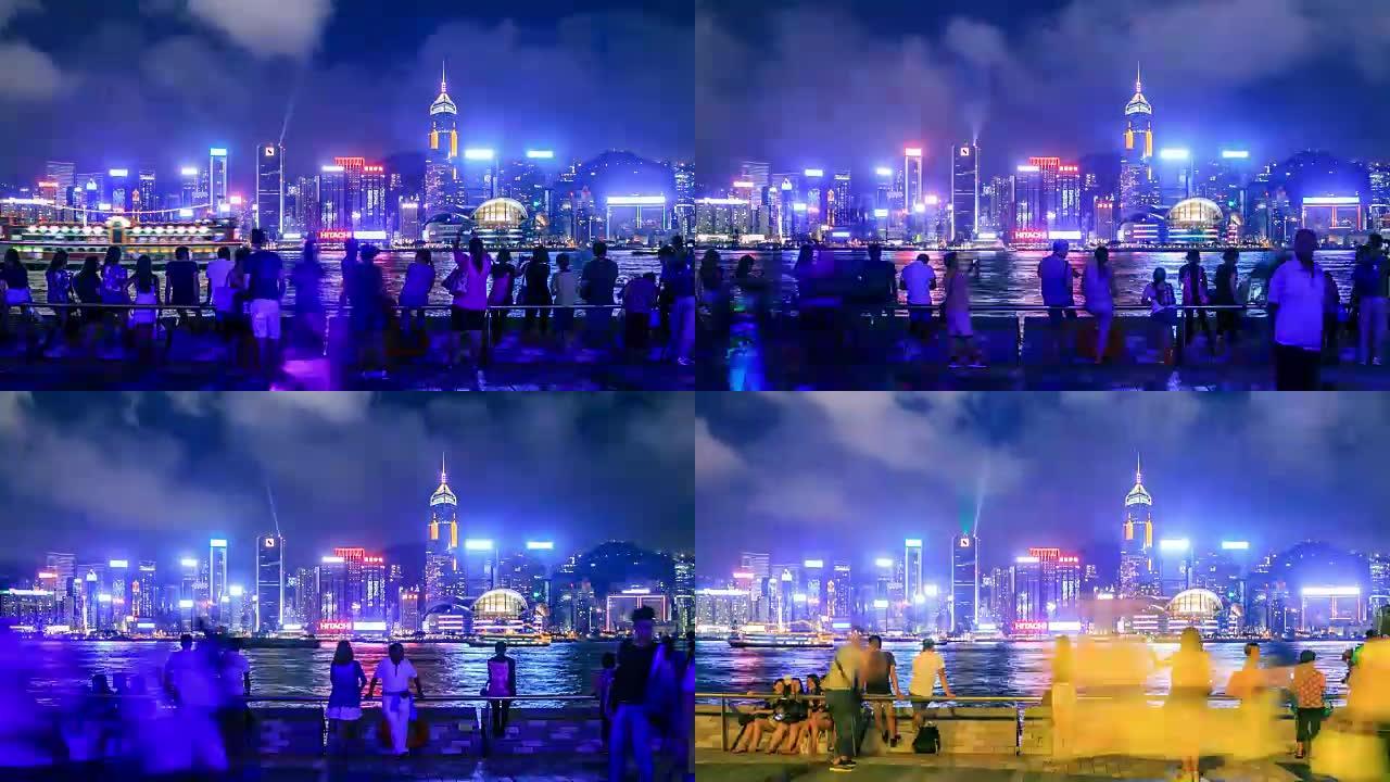 香港夜晚的光明交响曲