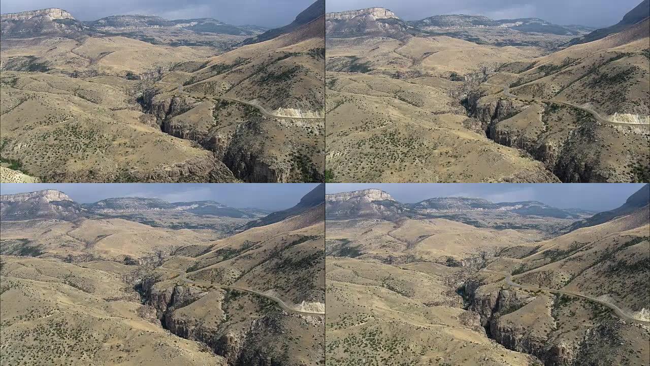 壳牌峡谷和壳牌溪-鸟瞰图-怀俄明州，大霍恩县，美国