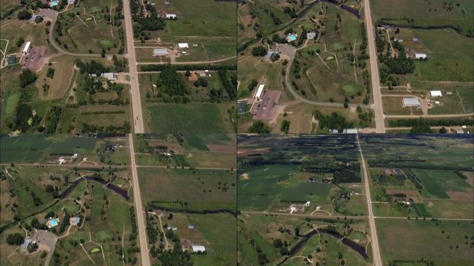 休伦附近的直路-鸟瞰图-美国比德尔县南达科他州