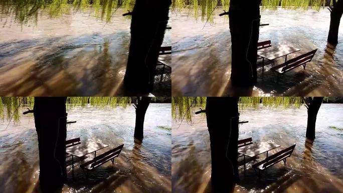 洪水泛滥的公园