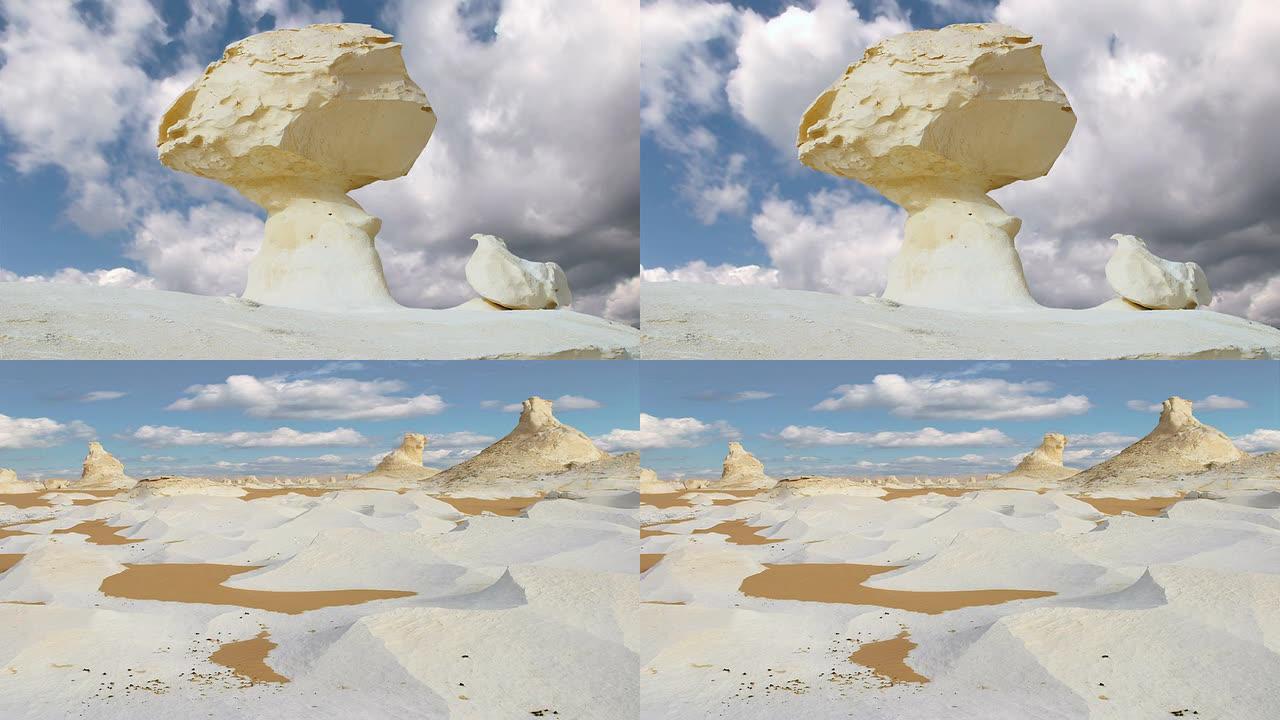 白色沙漠中的石雕白色沙漠中的石雕石头