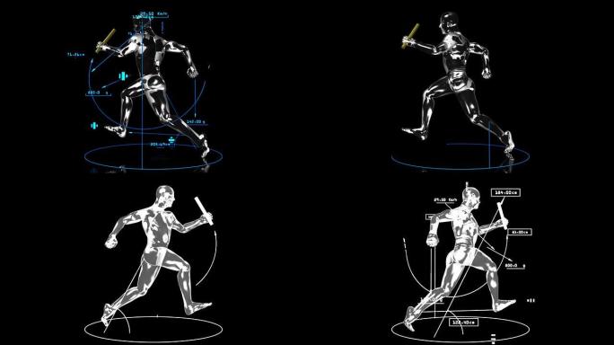 具有技术数据的3D接力赛男子