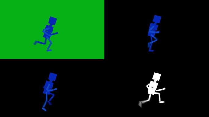 蓝色卡通人物跑步循环动画