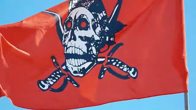 4k红色海盗旗的三个视频