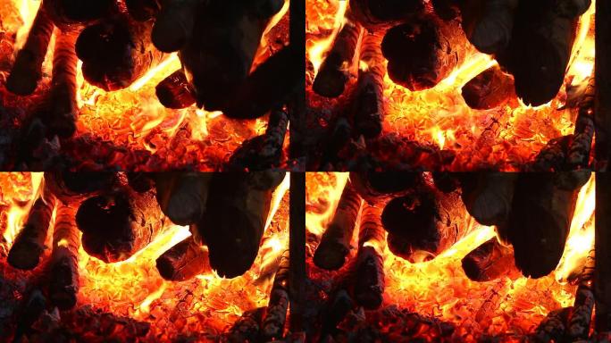 高清：在壁炉里燃烧。
