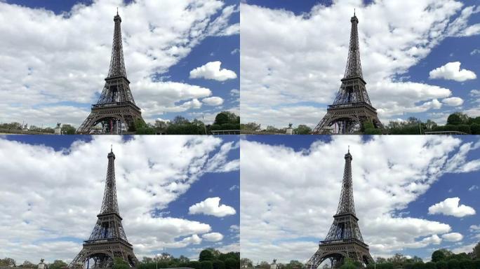 4K-巴黎埃菲尔铁塔，来自塞纳河