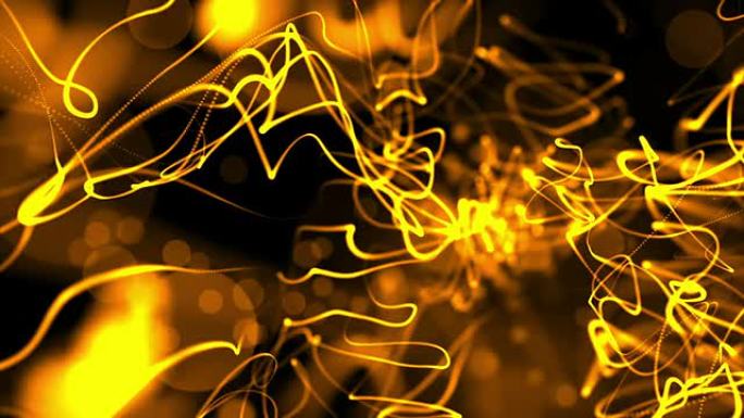 抽象动画背景黄色流体抽象三维渲染动画色彩