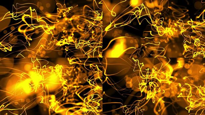 抽象动画背景黄色流体抽象三维渲染动画色彩