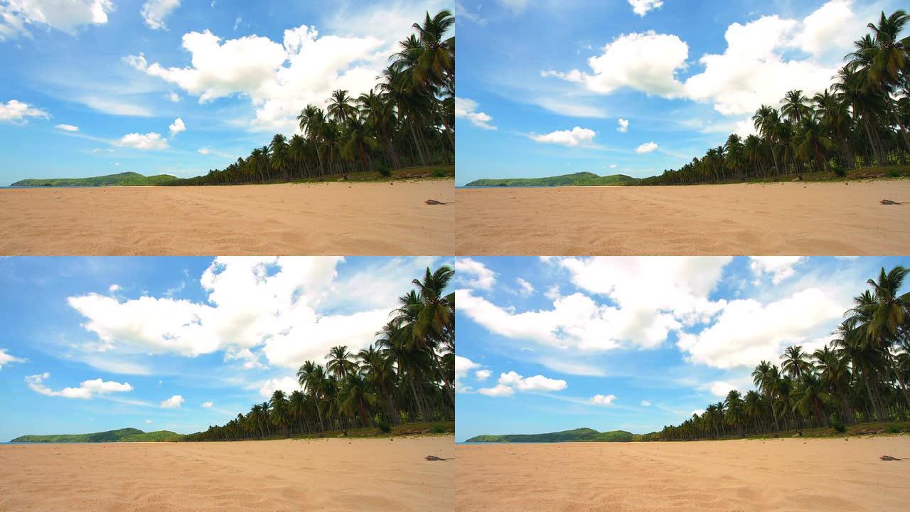 菲律宾长滩岛沙滩蓝天飞云美丽风光