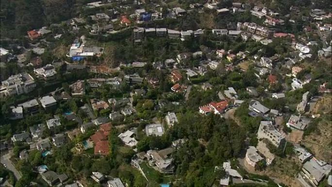 好莱坞山的房屋-鸟瞰图-加利福尼亚州，洛杉矶县，美国