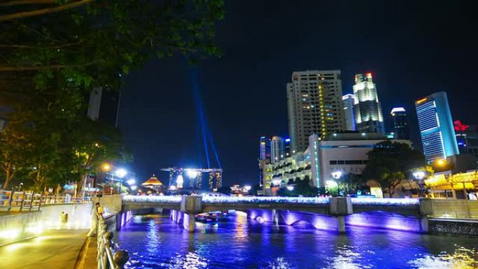 新加坡的延时全景。缩小效果