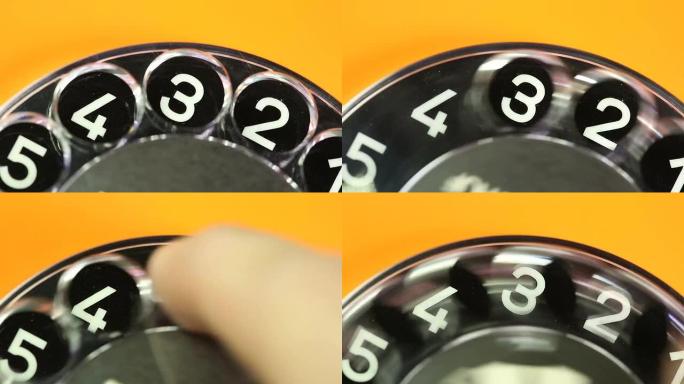 旧橙色电话-特写