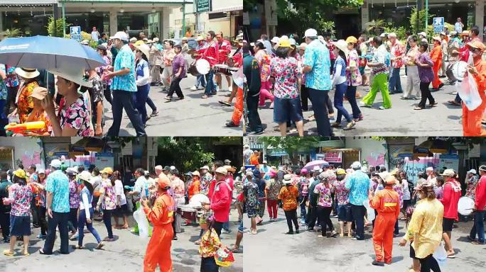 泼水节泰国人民泰国人群泰国街道人文