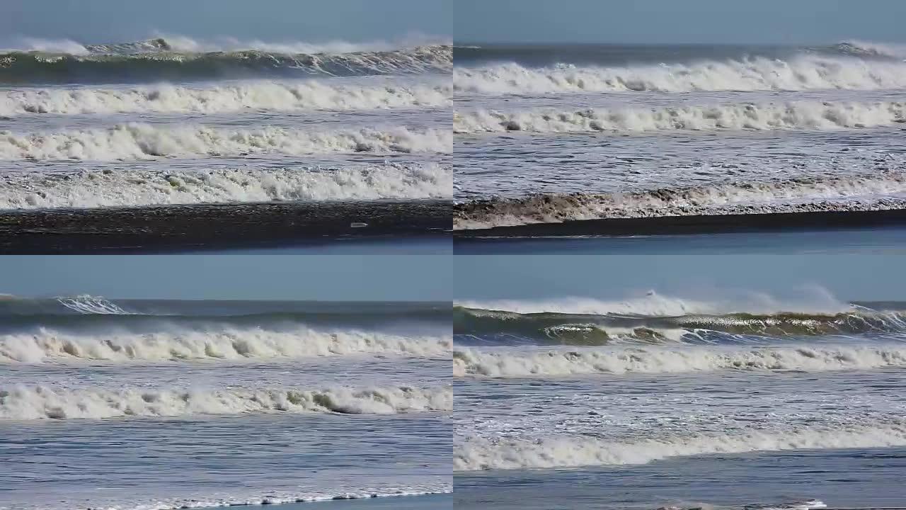 海滩上的大浪海边海水海滩沙滩