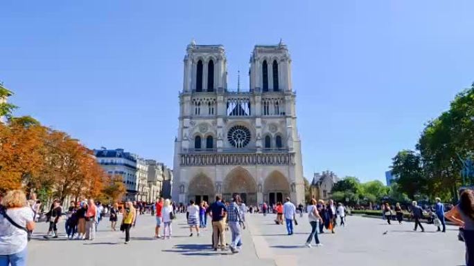 高清延时: 法国巴黎黄昏的巴黎圣母院 -- 股票视频