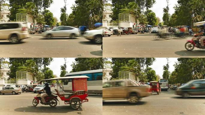 柬埔寨交通柬埔寨交通车流人文