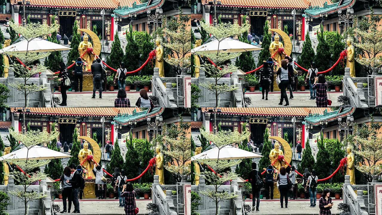 中国香港-2014年11月13日：中国香港著名的黄大仙庙中的情人神雕像