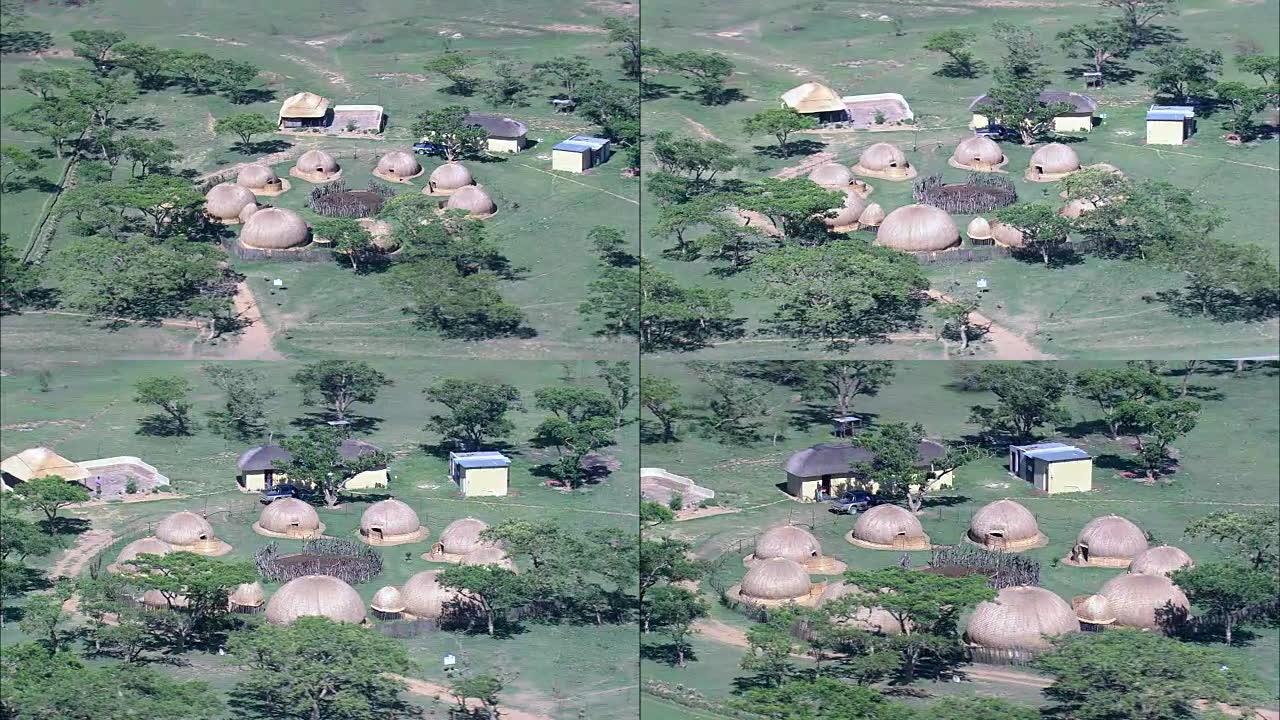 祖鲁族克拉尔-鸟瞰图-夸祖鲁-纳塔尔省，乌姆津亚蒂区自治市，南非姆辛加