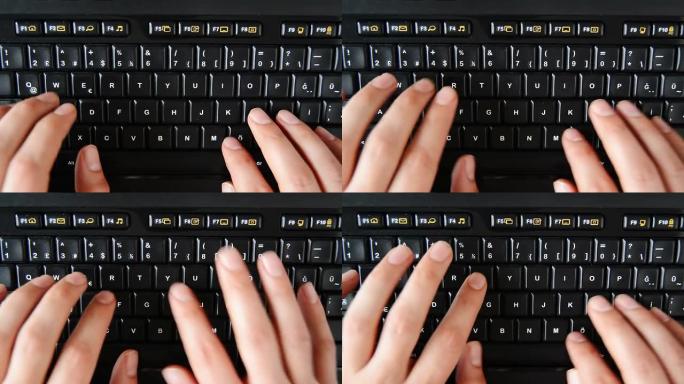 在键盘上打字上班族手指动作